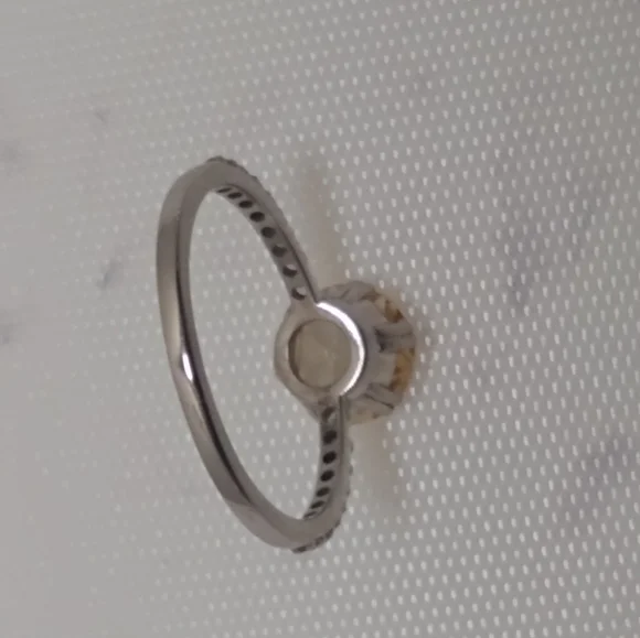 New Rose Cut Yellow Canary Moissanite Ring - Picture 8 of 9